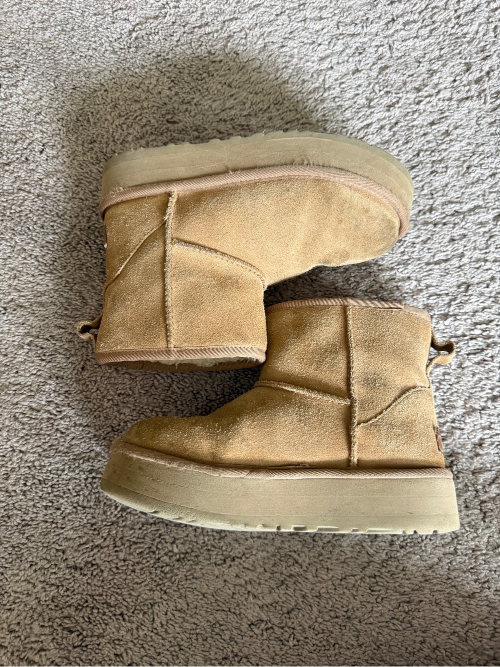 Platform UGG Chestnut Shearling-Lined Suede Slip-On Boots